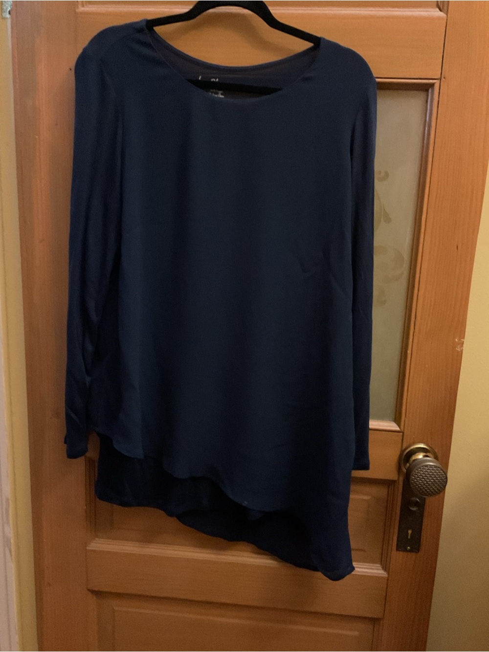 Chico's Navy Layered-Hem Long Sleeve Tunic